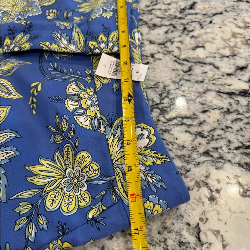 LOFT Riviera Floral Shorts Blue Yellow Print Size 8 NWT Spring Summer - Picture 3 of 6